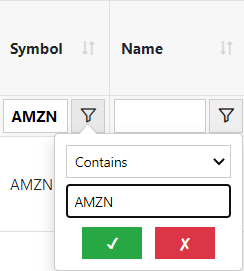 Earnings Screener table Symbol filter.